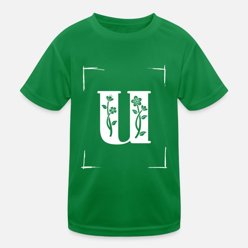 letetr U initial Kids Functional T-Shirt