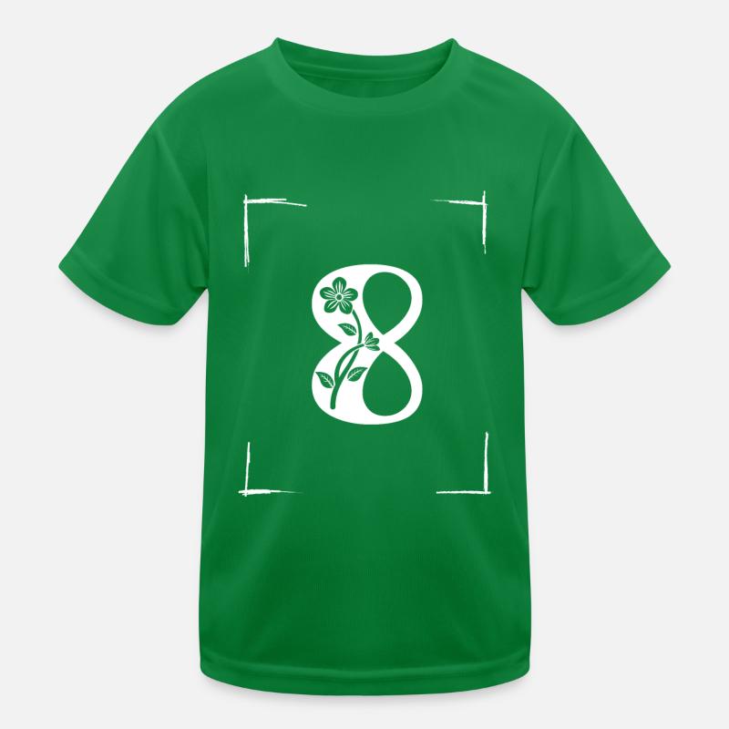 number 8 initial Kids Functional T-Shirt