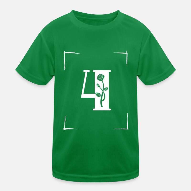 number 4 initial Kids Functional T-Shirt