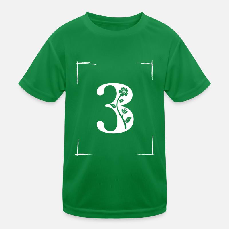 number 3 initial Kids Functional T-Shirt
