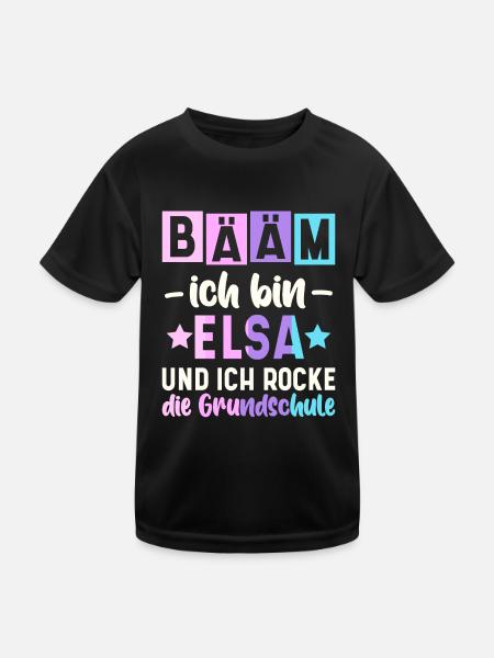 Name Elsa Geschenk Grundschule - Kinder Funktions-T-Shirt - Schwarz - Vorne