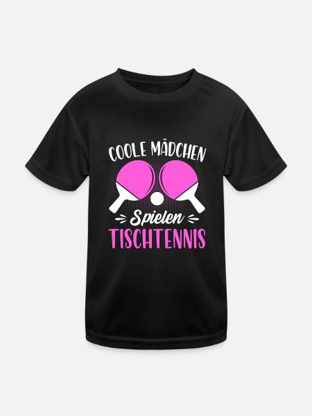 Coole Mädchen spielen Tischtennis - Kinder Funktions-T-Shirt - Schwarz