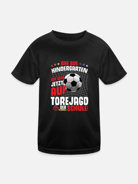 Fußball Einschulung 1. Klasse - Kinder Funktions-T-Shirt - Schwarz - Vorne