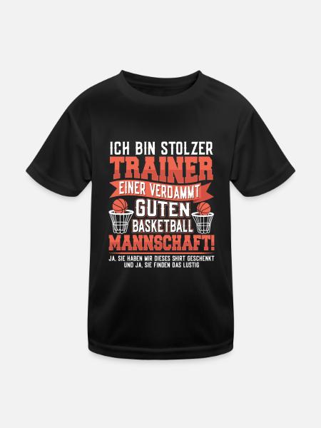 Stolzer Trainer Basketball Mannschaft - Kinder Funktions-T-Shirt - Schwarz - Vorne