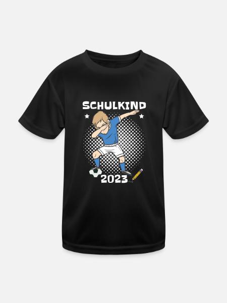 Lustige Schultüte Fußball Schulkind 2023 - Kinder Funktions-T-Shirt - Schwarz - Vorne