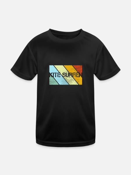 Kite surfing Retro - Kinder Funktions-T-Shirt - Schwarz - Vorne