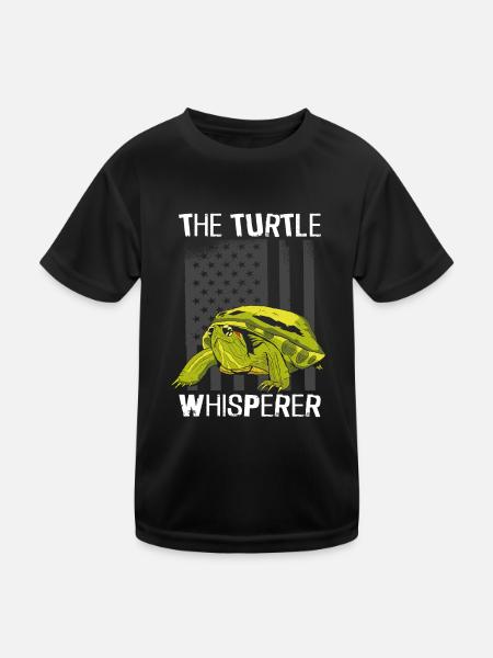 Sea Turtle Tortoise American Flag - Kids Functional T-Shirt - black - Front