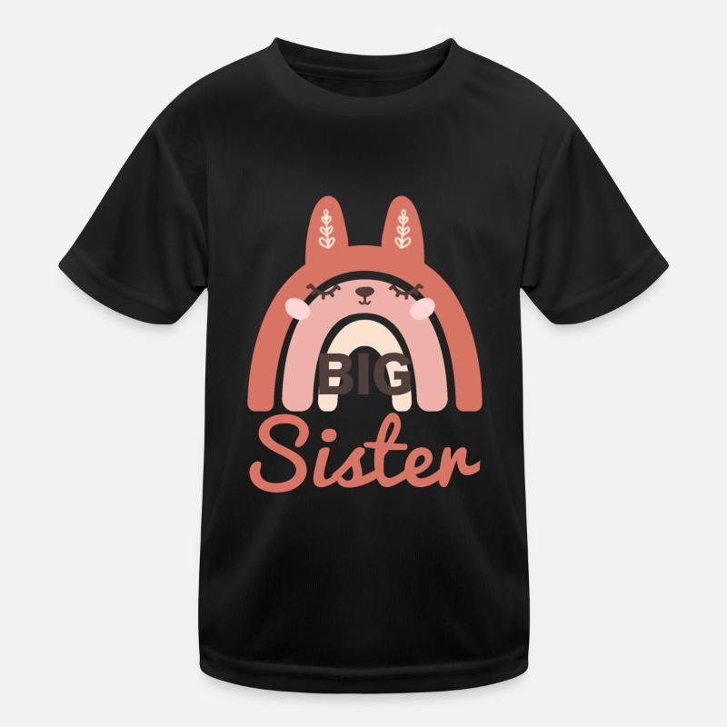 Big Sister Rainbow Rabbit - Kids Functional T-Shirt - black