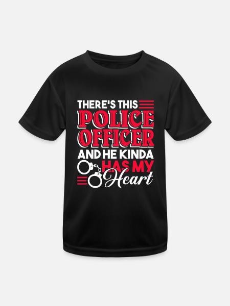 Police Officer Police Officer Has My Heart - Kids Functional T-Shirt - black - Front
