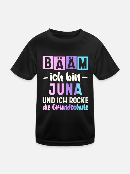 Name Juna Geschenk Grundschule - Kinder Funktions-T-Shirt - Schwarz - Vorne