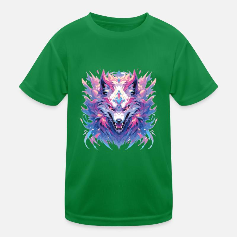 Wolf Wolfskopf Wölfe Waldbewohner Tiere Kinder Funktions-T-Shirt