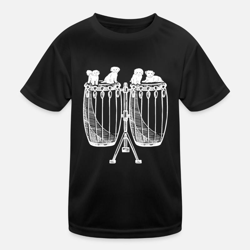 Conga With Dogs Conga Player Dogs Conga Drum Instr Kids Functional T-Shirt