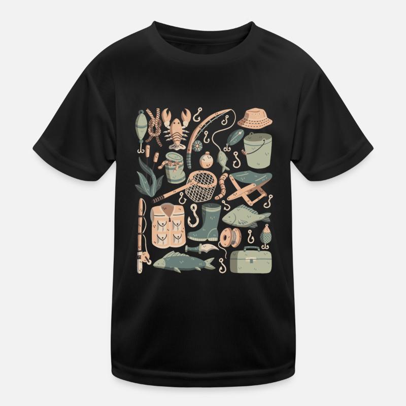 Pêche Doodles Poisson Pêcheurs Appâts Pêche Crochet T-shirt sport Enfant