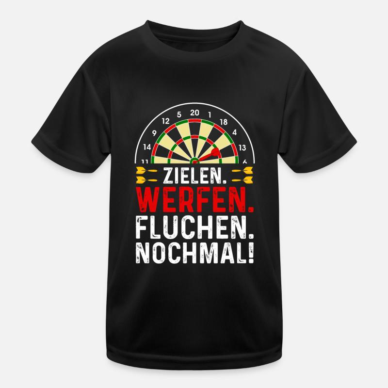 Zielen Werfen Fluchen Nochmal Dart Kinder Funktions-T-Shirt