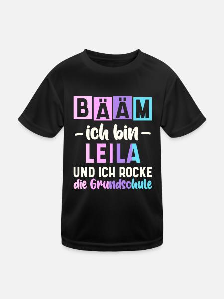 Name Leila Geschenk Grundschule - Kinder Funktions-T-Shirt - Schwarz - Vorne