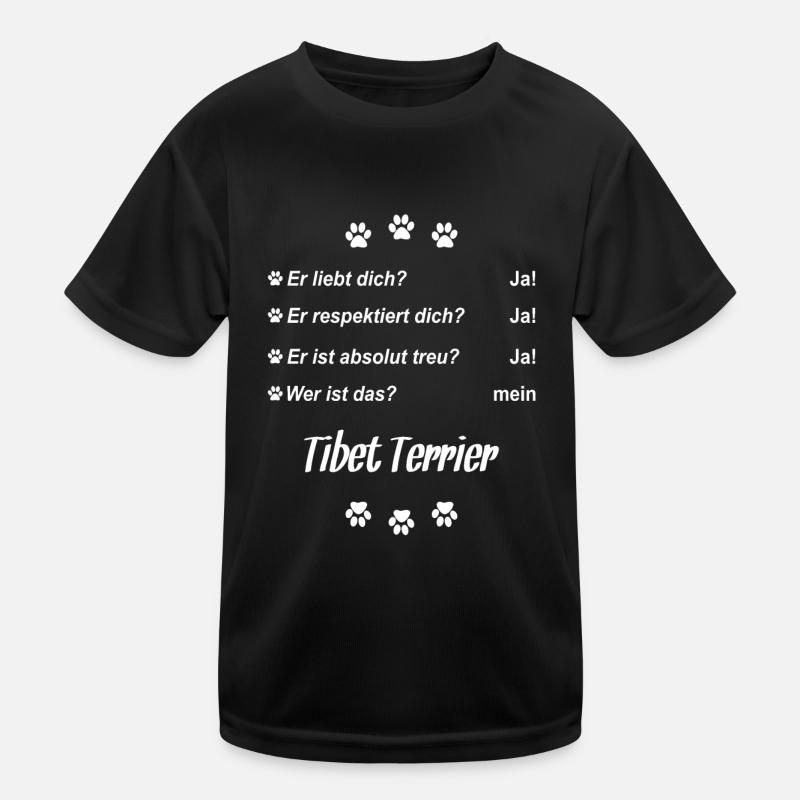 Er liebt Dich. Wer ist das? Mein - Tibet Terrier - Kinder Funktions-T-Shirt - Schwarz