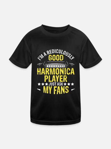 Französische Harfinisten und Harmonikaspieler - Kinder Funktions-T-Shirt - Schwarz - Vorne