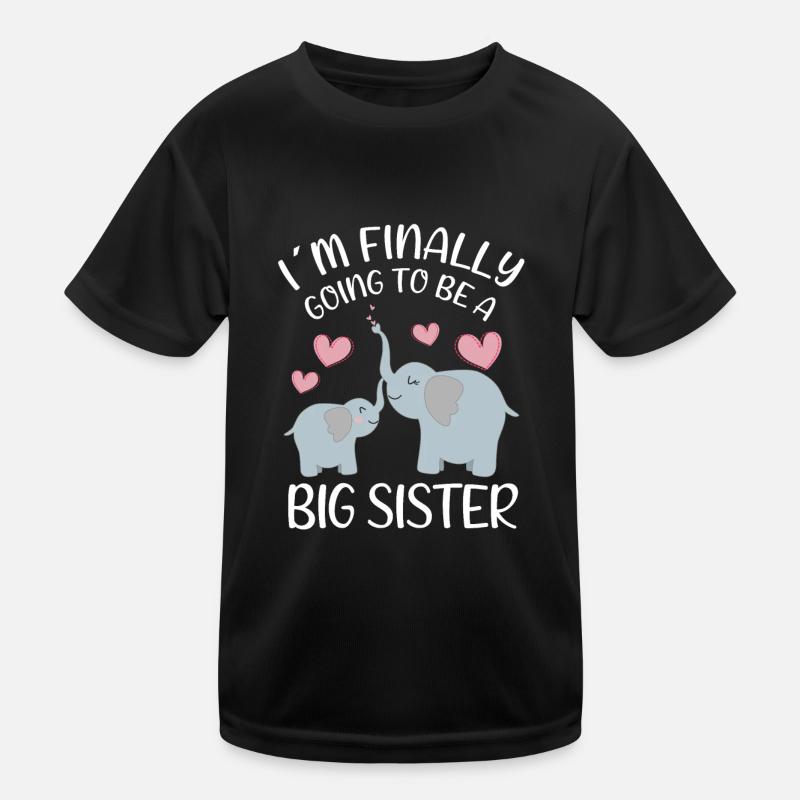 I´m Finally Going To Be A Big Sister Elephant Kinder Funktions-T-Shirt