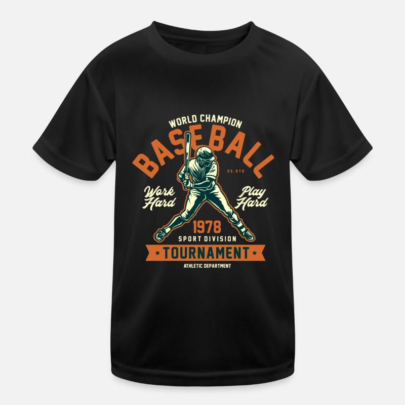 Baseball-Grafik - Kinder Funktions-T-Shirt - Schwarz