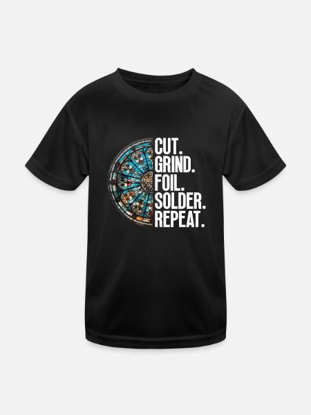 Schneiden. Schleifen. Folieren. Löten. - Kinder Funktions-T-Shirt - Schwarz - Vorne