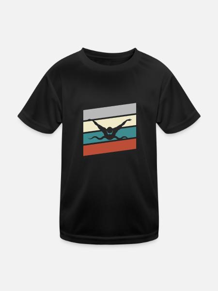 Natation Rétro - T-shirt sport Enfant - noir - Devant