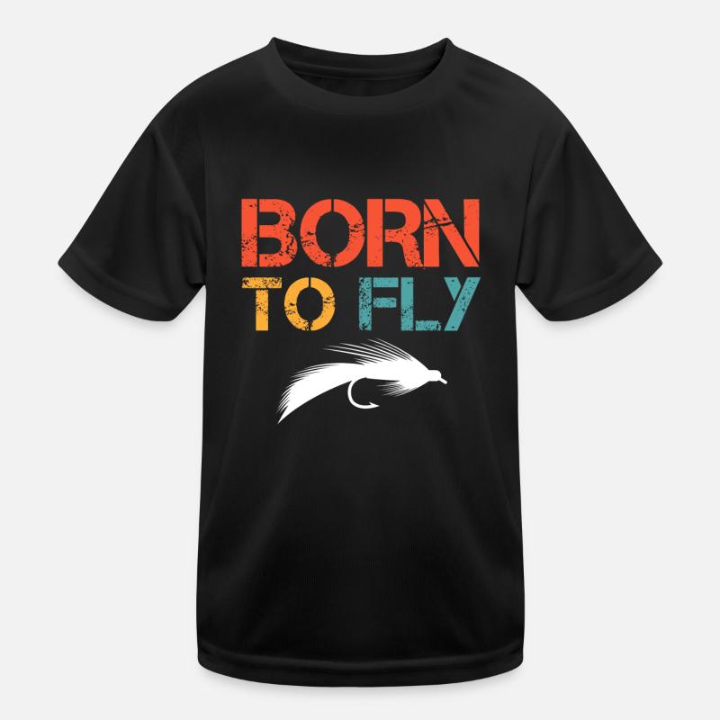 Pêche à la mouche Born to Fly Angler Chasse au poisson T-shirt sport Enfant