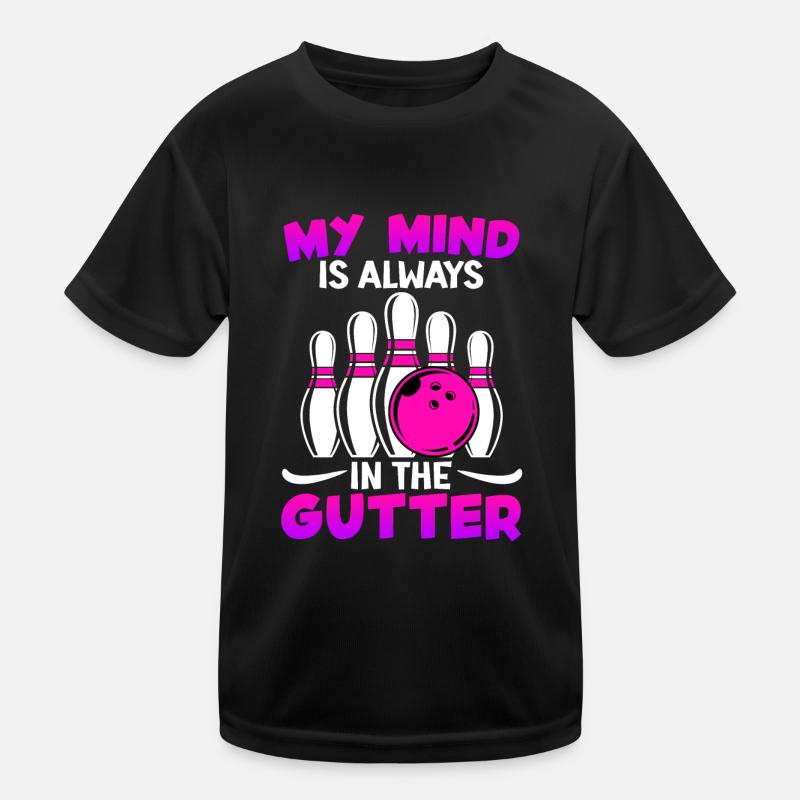 Bowling Funny My Mind is Always in Gutter Kids Functional T-Shirt