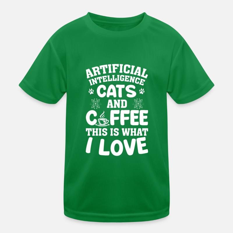 Artificial Intelligence Cats And Coffee - Artifici Kids Functional T-Shirt