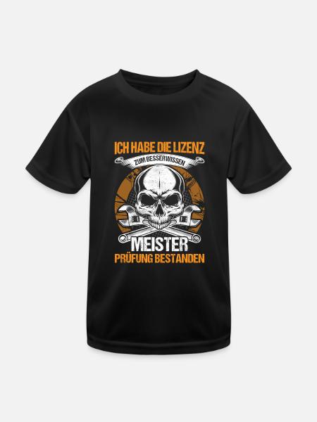 Meister Meisterprüfeng bestanden - Kinder Funktions-T-Shirt - Schwarz - Vorne