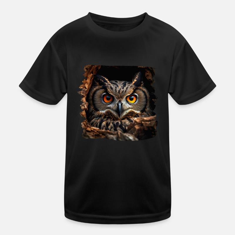 Eulen Kauz Owl Uhu Nachteule Eule Kinder Funktions-T-Shirt