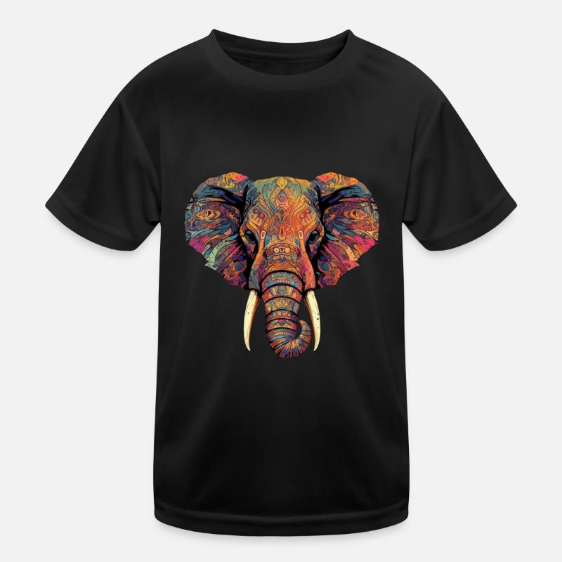 Bunter Elephantenkopf Kinder Funktions-T-Shirt