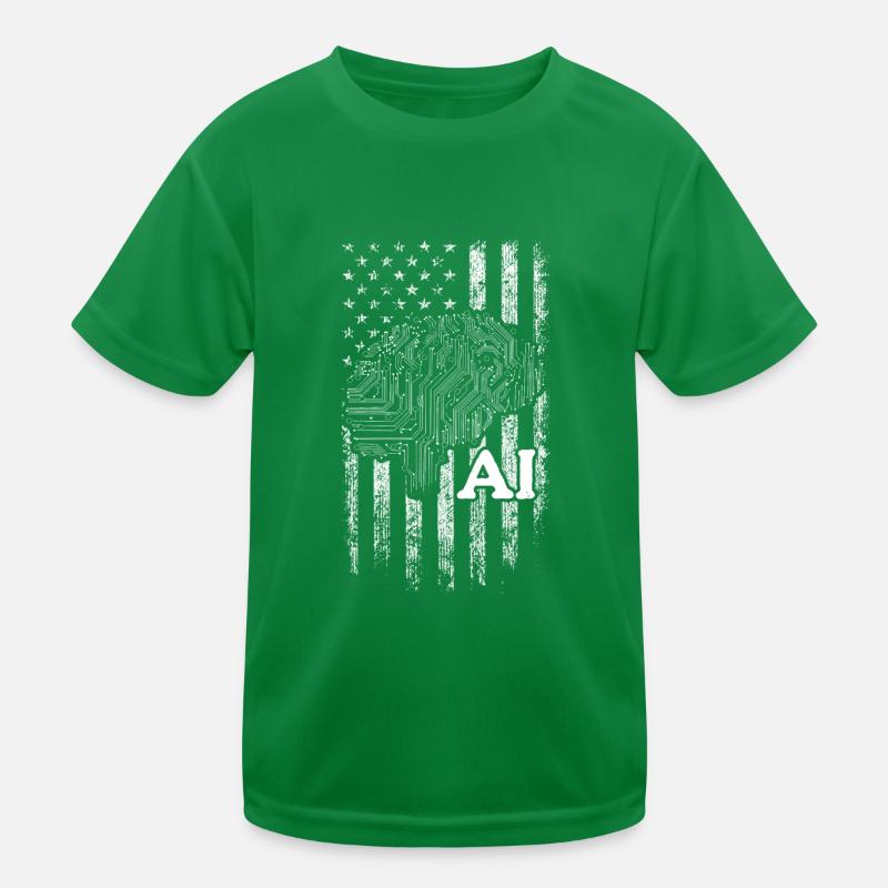 AI US Flag Artificial Intelligence Kinder Funktions-T-Shirt