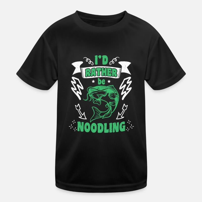 Catfish Angler I ́d rather be Noodling Flathead Fish Kids Functional T-Shirt