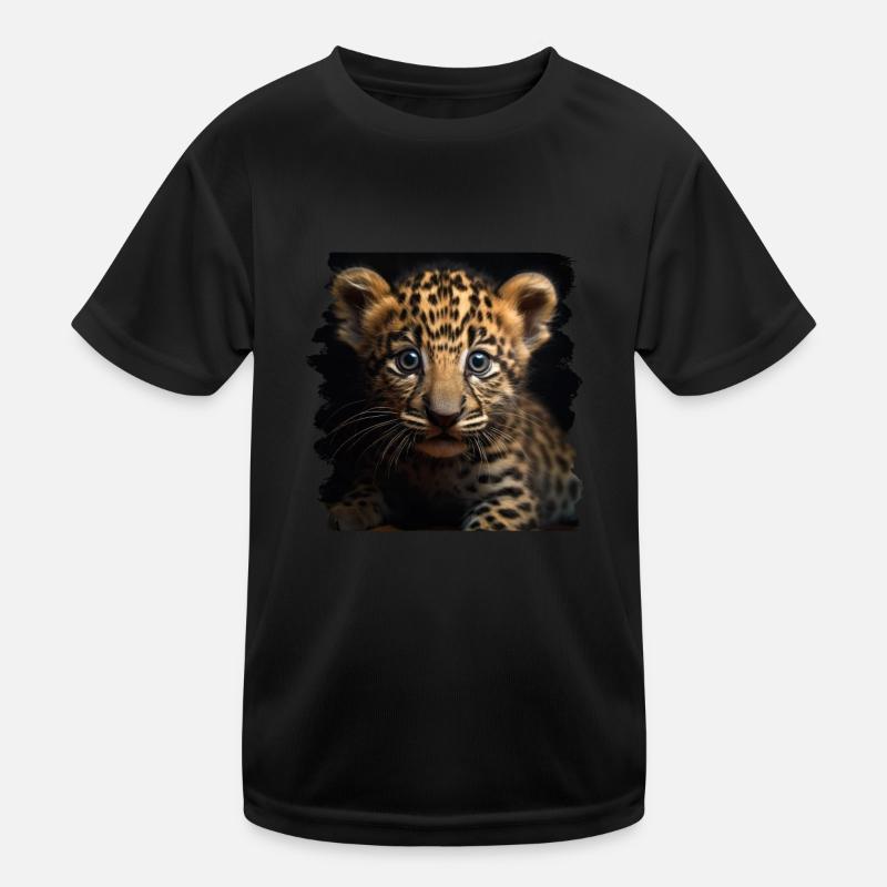 Leoparden Leoparde realistic Leopard - Kinder Funktions-T-Shirt - Schwarz