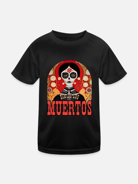 Dia De Los Muertos - Kinder Funktions-T-Shirt - Schwarz