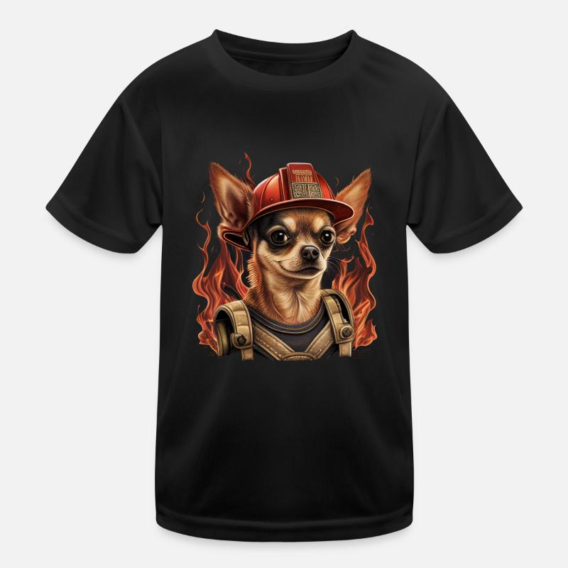 Chihuahua - Firefighter Fireman Cool Dog Men Hat Kids Functional T-Shirt