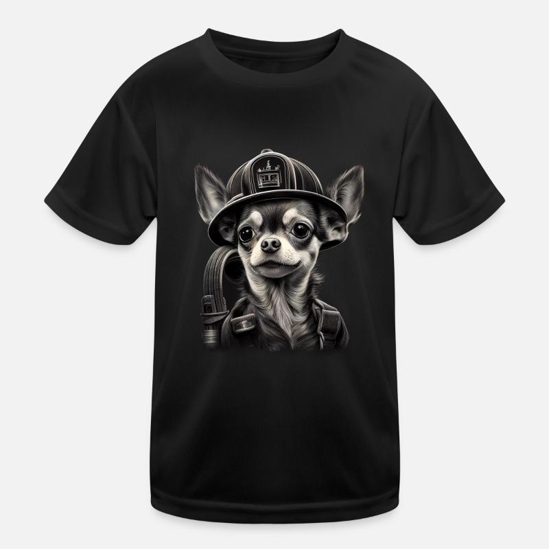 Chihuahua - Firefighter Fireman Cool Dog Men Hat Kids Functional T-Shirt
