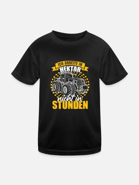 Ich Arbeite In Hektar Nicht In Stunden - Kinder Funktions-T-Shirt - Schwarz - Vorne