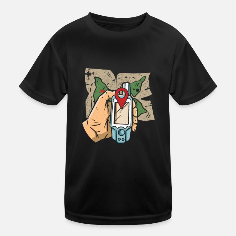 Map + GPS + Destination - Geocaching Geocacher Kids Functional T-Shirt
