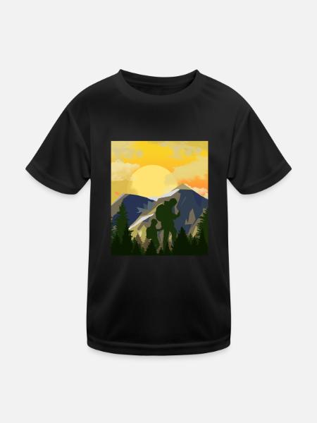 Montagnes de géocachette Father Son - Geocaching Geocacher - T-shirt sport Enfant - noir - Devant