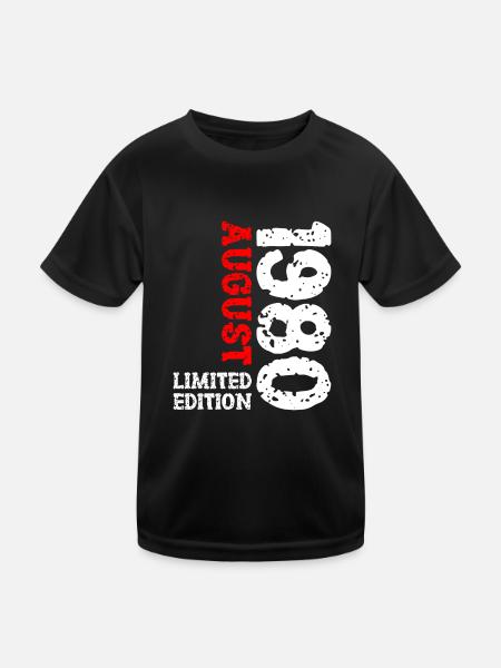 1980 August Limited Edition 43. Geburtstag Outfit - Kinder Funktions-T-Shirt - Schwarz - Vorne