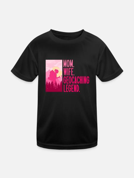 Mère. Femme. Légende du géocaching. - Géocaching - T-shirt sport Enfant - noir - Devant