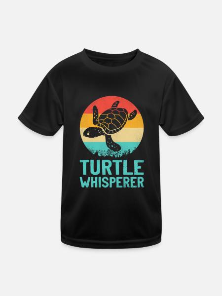 Sea Turtle Tortoise Retro Vintage - T-shirt sport Enfant - noir - Devant