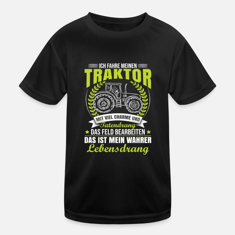 Traktorfahrer Sprüche Schlepper - Kinder Funktions-T-Shirt - Schwarz