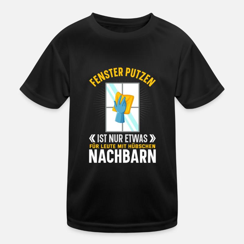Fenster putzen hübsche Nachbarn Kinder Funktions-T-Shirt