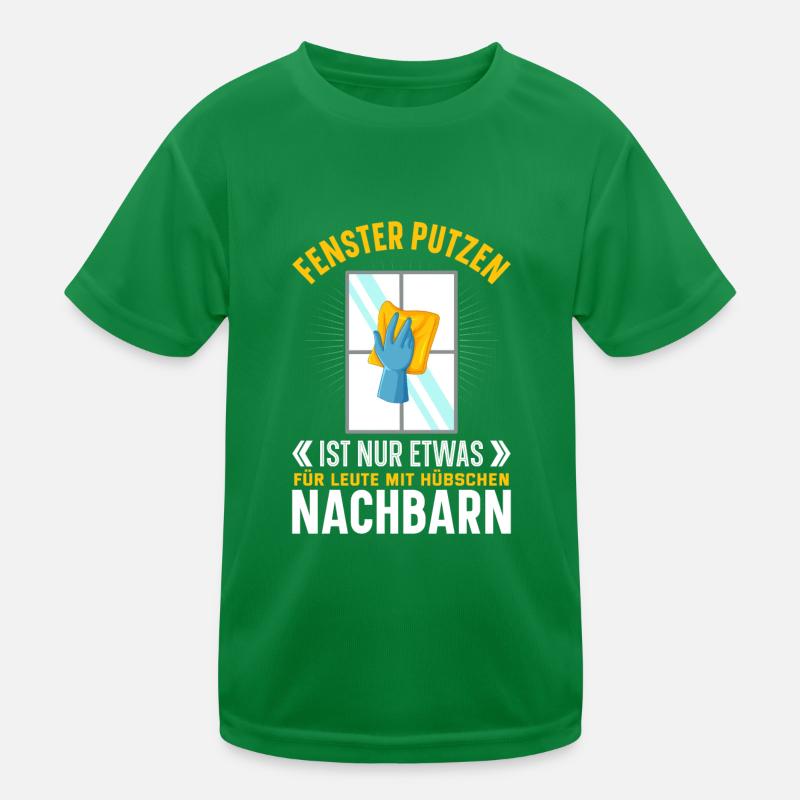 Fenster putzen hübsche Nachbarn Kinder Funktions-T-Shirt