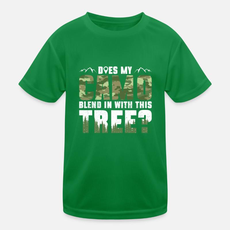 Passt meine Tarnung zu diesem Baum? - Geocaching Kinder Funktions-T-Shirt