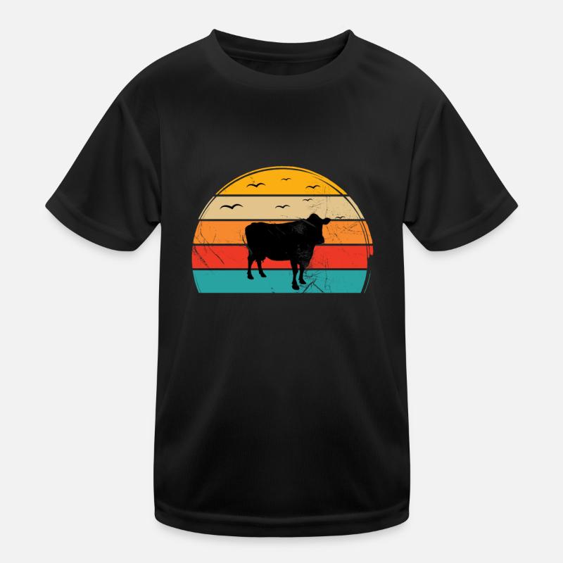 Cow Farmer Retro Gift Kids Functional T-Shirt