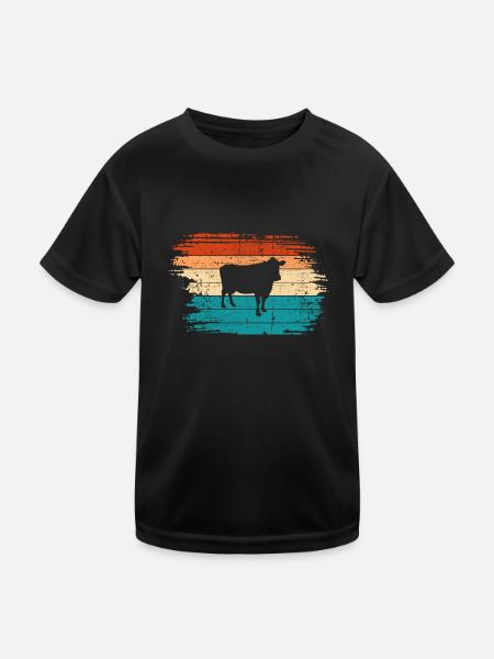 Cow Retro Moo Farmer Milk Farm Gift - Kids Functional T-Shirt - black - Front