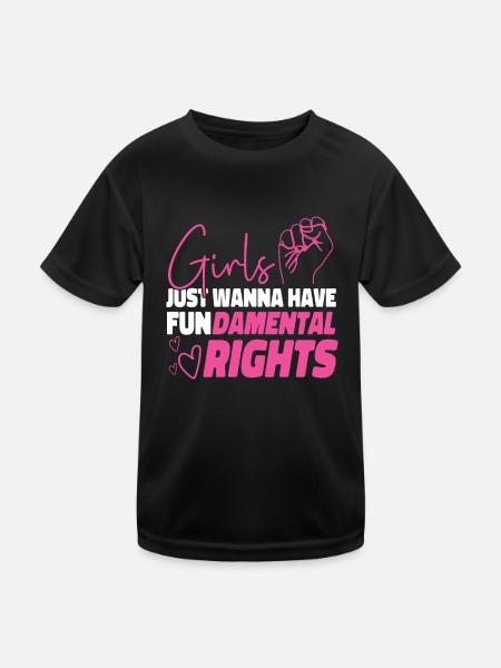 Les filles féministes veulent juste avoir - T-shirt sport Enfant - noir - Devant
